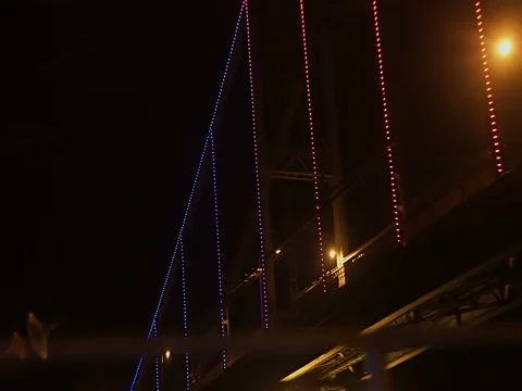 Night view of the luminating bridge Stock-Footage 71866703
