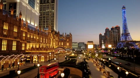 Night view in Macau City, Видео 244480384