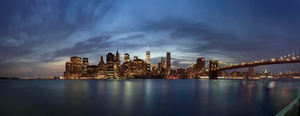 Night view of Manhattan across the East River Stock Photos