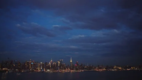 Night view of Manhattan Stock Footage 73645785