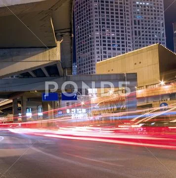 Night view of modern city Stock Photos