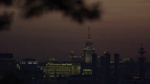 Night view of Moscow Stock Footage 80976800