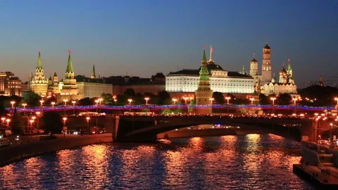 Night view of the Moscow Kremlin Video stock 72073364