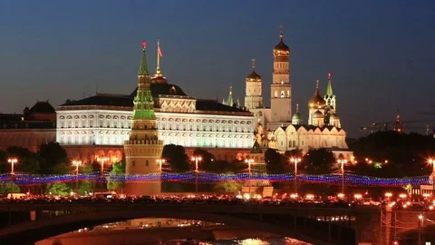 Night view of Moscow Kremlin Stock Footage 73150473