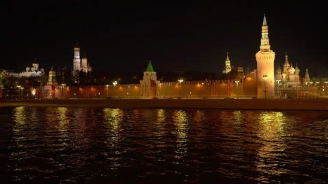 Night view of the Moscow Kremlin. Stock Footage 155002412