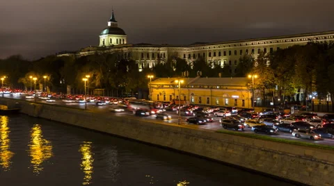Night view of moscow river Video stock 68321972