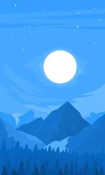 Night view of the mountains Stock Illustration