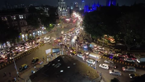 Night view of Mumbai traffic in front of a busy streets in Mumbai. Time Lapse. Stock Footage 238745216
