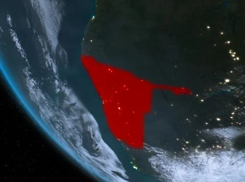 Night view of Namibia on Earth Stock Illustration