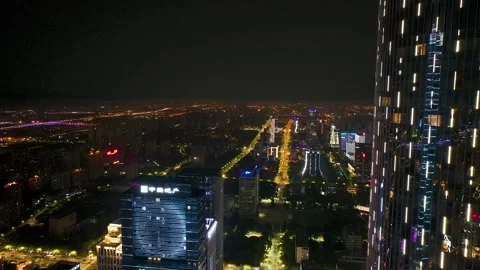 Night View Near IFC Tower Stock Footage 312589410