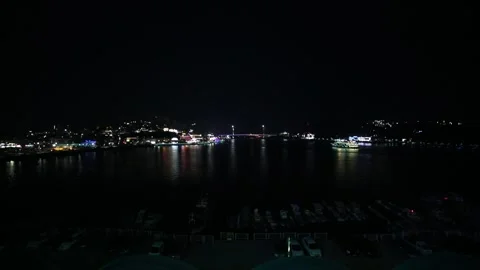 Night view of the ocean city Stock Footage 310161225