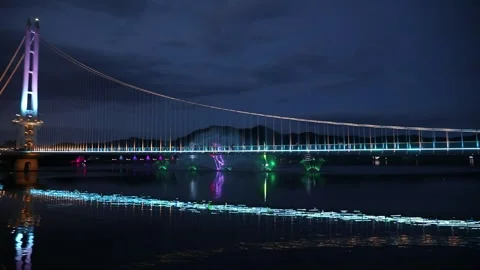 Night view of the ocean city Video stock 310216075
