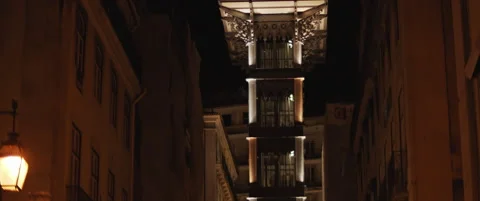 Night view of an old tower building Stock Footage 151359277