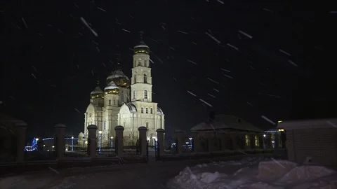 Night view of an orthodox temple Stock Footage 102618809