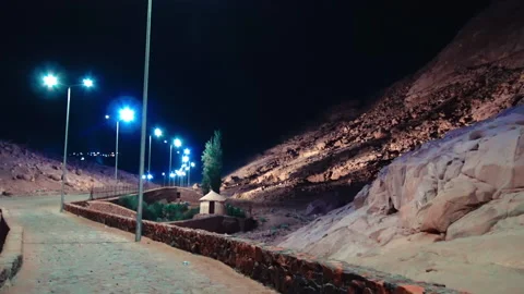 Night view over beginning of the path to Mount Sinai. Video stock 227394628