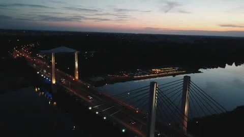 Night view over the bridge in Wroclaw Stockbeeldmateriaal 248719082