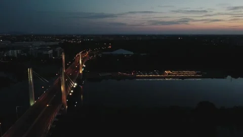 Night view over the bridge in Wroclaw Stock Footage 250782958