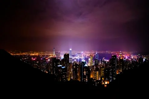 Night view over hong kong Stock Photos