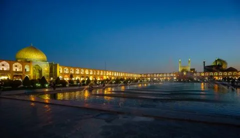 Night view over Naqsh-e Jahan Square in Isfahan, Iran Stock Photos