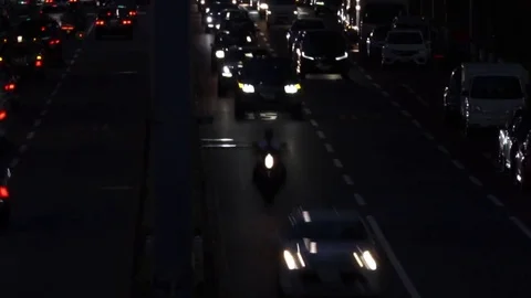 Night view · Overhead view · Automobile (4 lanes · Asia · Japan) Stock Footage 72508751
