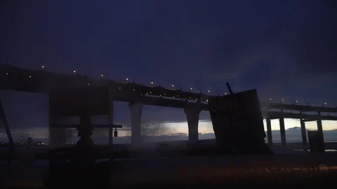 Night view of the overpass Stock Footage 104908661