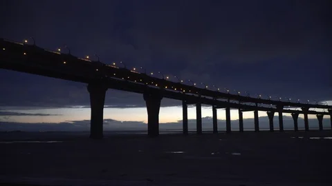 Night view of the overpass Stock Footage 104908923