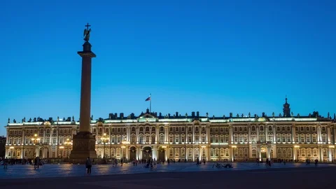 Night view of The Palace Square in St. Petersburg Stock Footage 114771129