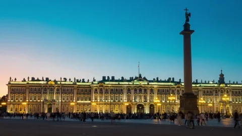 Night view of The Palace Square in St. Petersburg Stock Footage 116529124