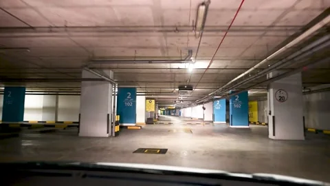 Night View of Parking area in Dubai Stock Footage 255646852
