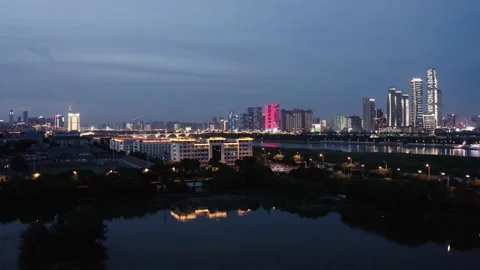 Night View of Peach Lake Stock Footage 167873918