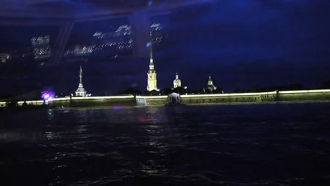 Night view of the Peter and Paul fortress Video stock 85093735