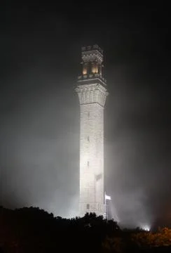 Night View of Pilgrim Monument Stock Photos