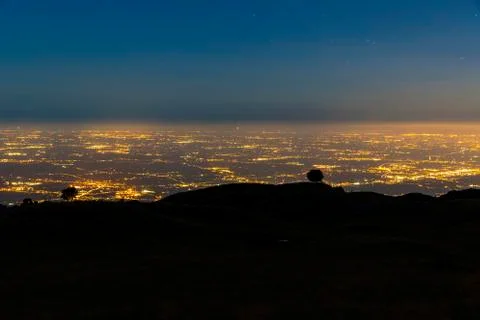 Night view of the plain from Mount Pizzoc Stock Photos