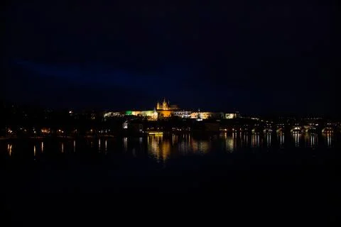 Night view of Prague Castle. Foto stock
