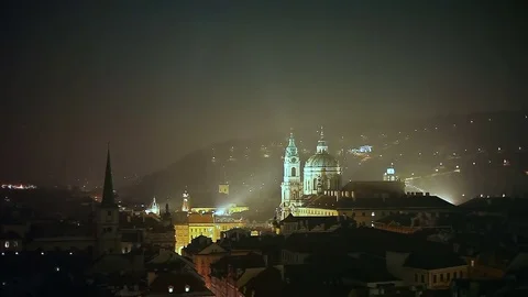 Night view of Prague Stock Footage 73398015