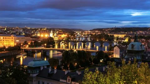 Night view of Prague Stock Photos