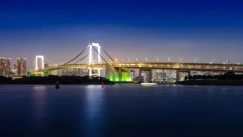 Night view of rainbow bridge Stock Photos