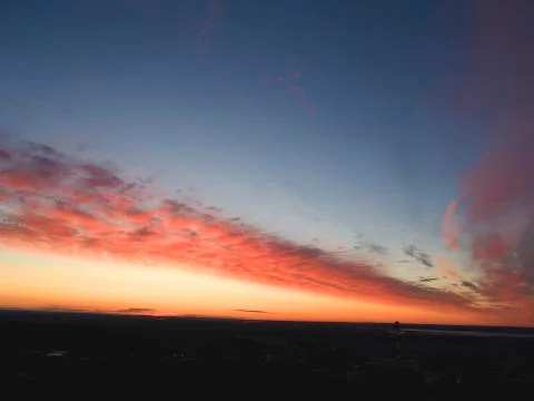 Night view on red sky with clouds Stock Photos