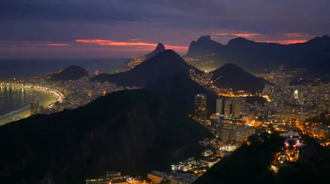 Night view of Rio de Janeiro, Brazil Stock Footage 58086611