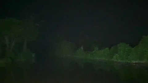 Night view of river and trees in West Kalimantan, Indonesia Stock Footage 344513469