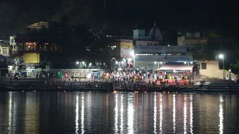 Night view of river ganga in Rishikesh 動画素材 88232090