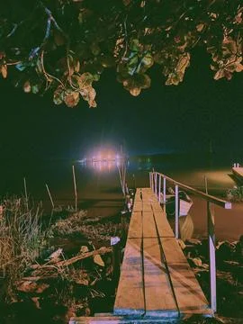 Night view of the river Stock Photos