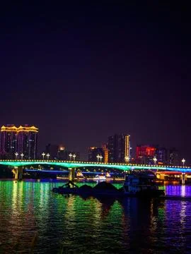 Night view of river view bridge city in Nanning, Guangxi, China Fotos de archivo