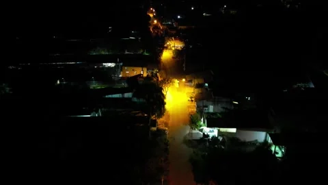 Night view of a road in Binh Duong Vietnam Stock Footage 262499066