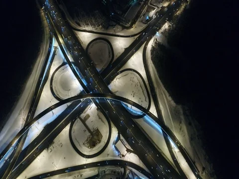 Night view of road junction. Stock Footage 72234702