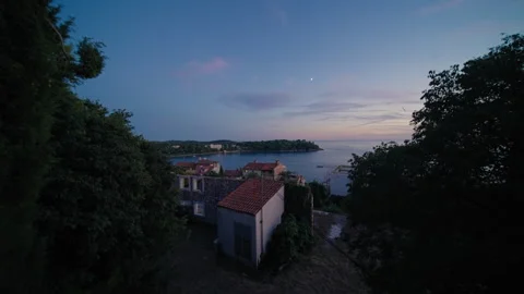 Night view in Rovinj with seagull Stock Footage 283399384