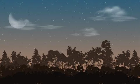 Night view scene illustration Stock Illustration