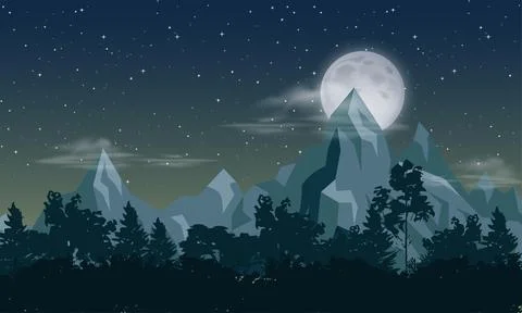 Night view scene illustration Stock Illustration