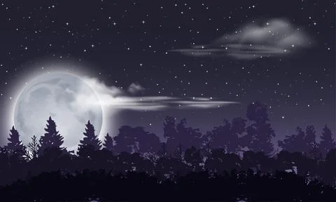 Night view scene illustration Stock Illustration