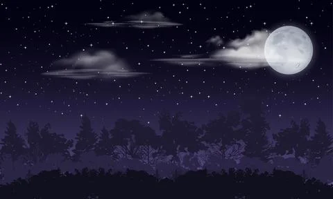 Night view scene illustration Stock Illustration